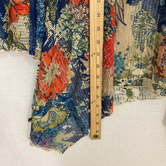 Dor Dor Couture Colorful Floral Artsy Flare Sleeve Open Knit Whimsical Tunic 2X - Picture 5 of 11